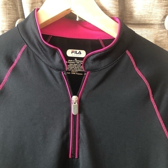 Fila Quarter Zip Black Logo Lightweight Sweatshirt - Picture 5 of 7